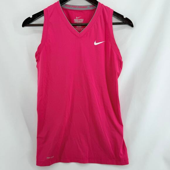 Nike Pro Combat Tank Top Womens Small Hot Pink Athletic Barbicore Running Gym - Picture 1 of 3